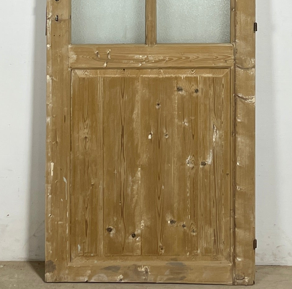 Antique French panel single door with glass (81x32.25) P199