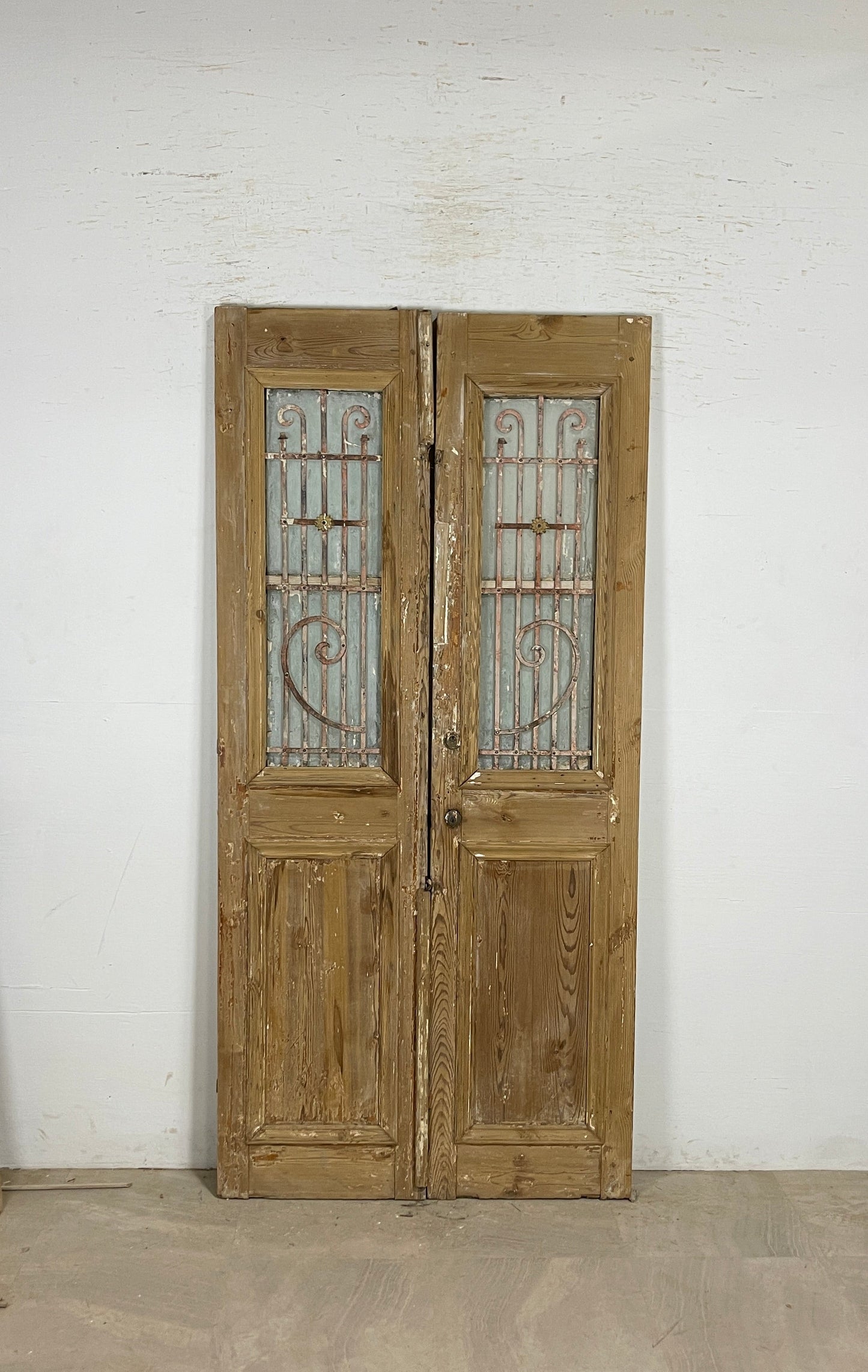 Antique French panel doors with Metal (85x41) P91