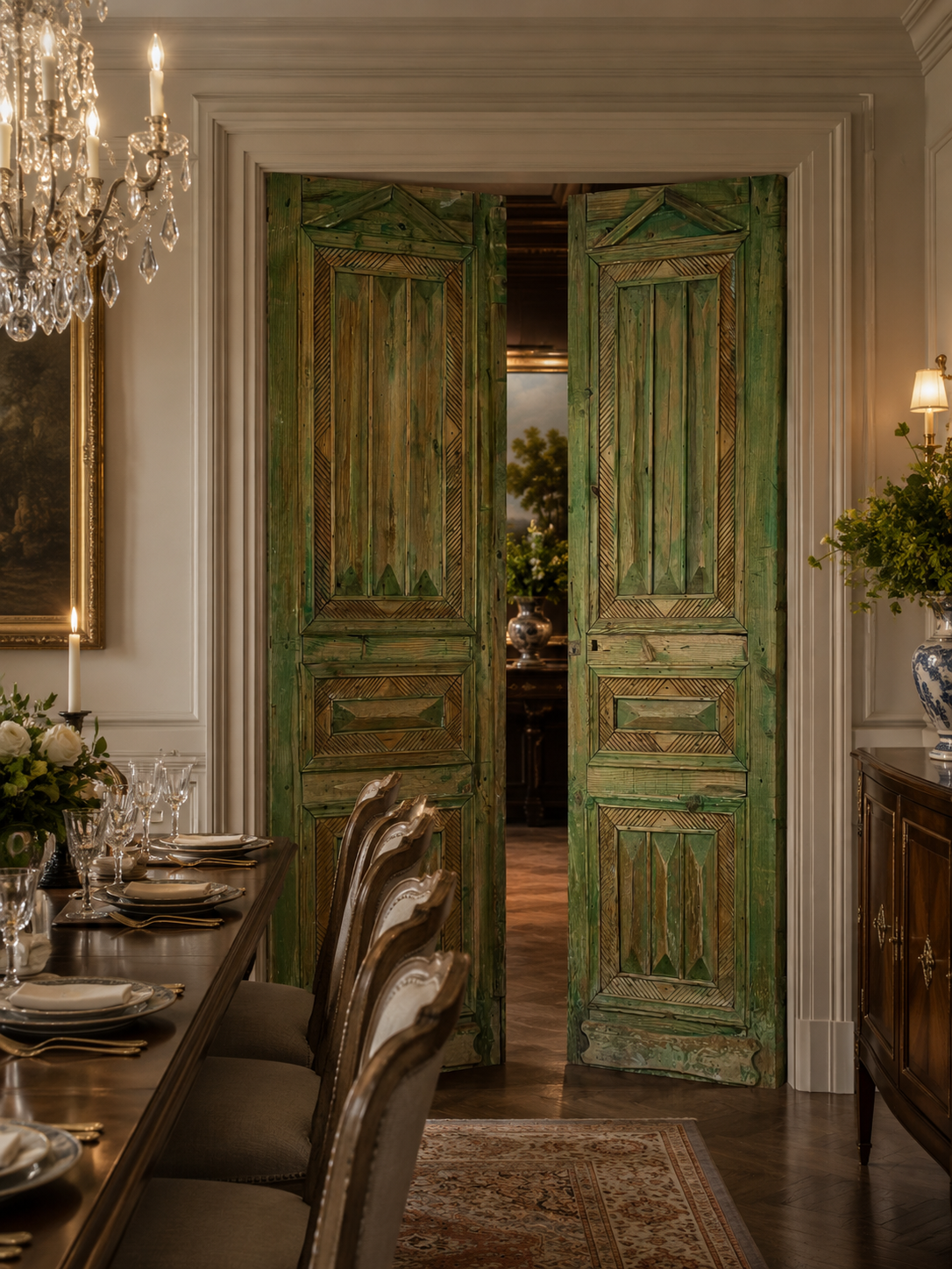 Antique French panel doors with Carvings (98 x 56) P41