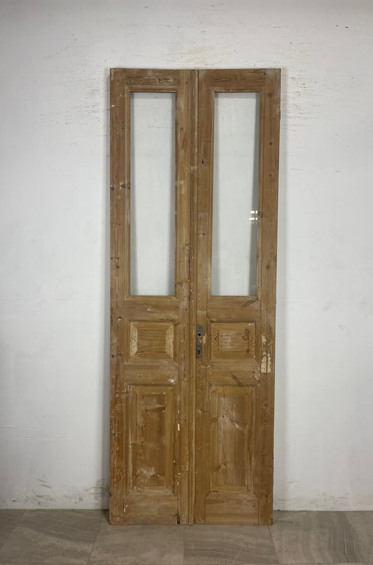 Antique French Panel Doors with glass (96.5 x 35.5)   N154