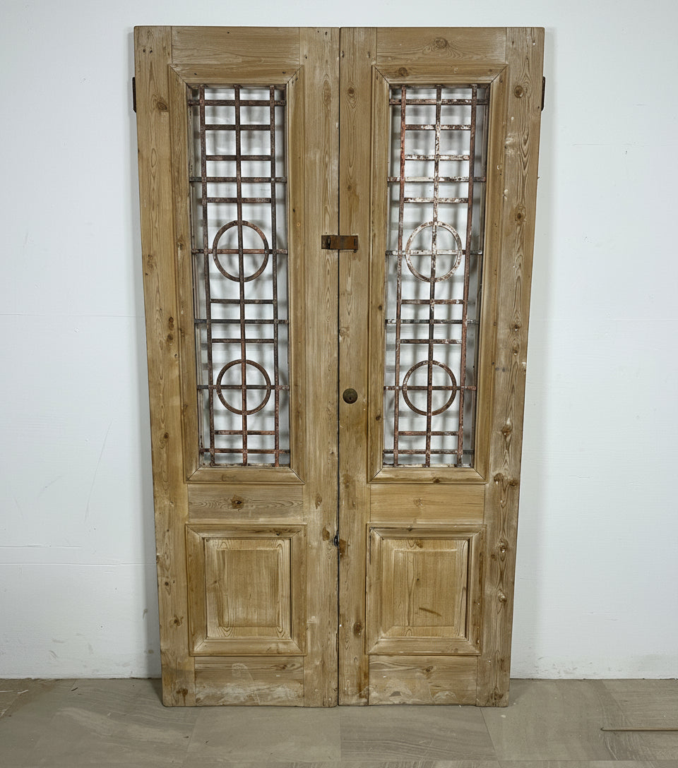 Antique French panel doors with Metal (89x44.5)P78