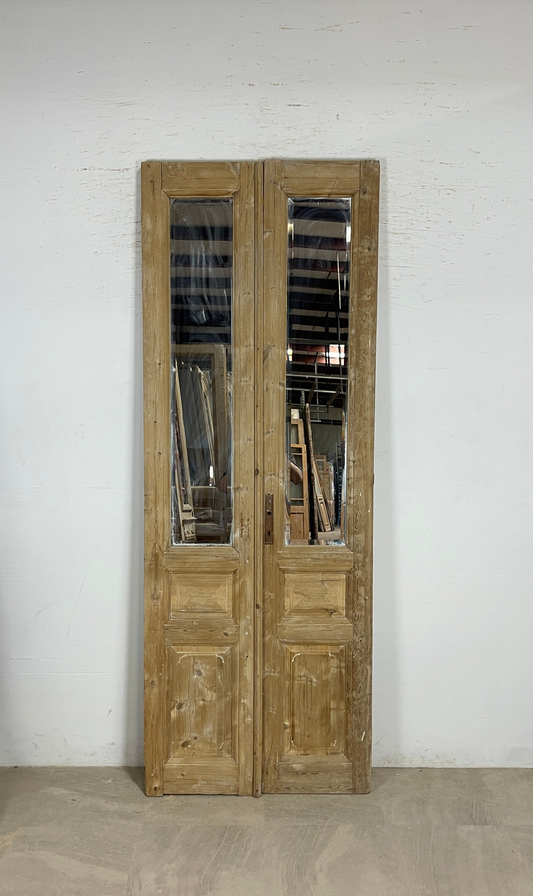 Antique French panel doors with Glass (98x36) P145