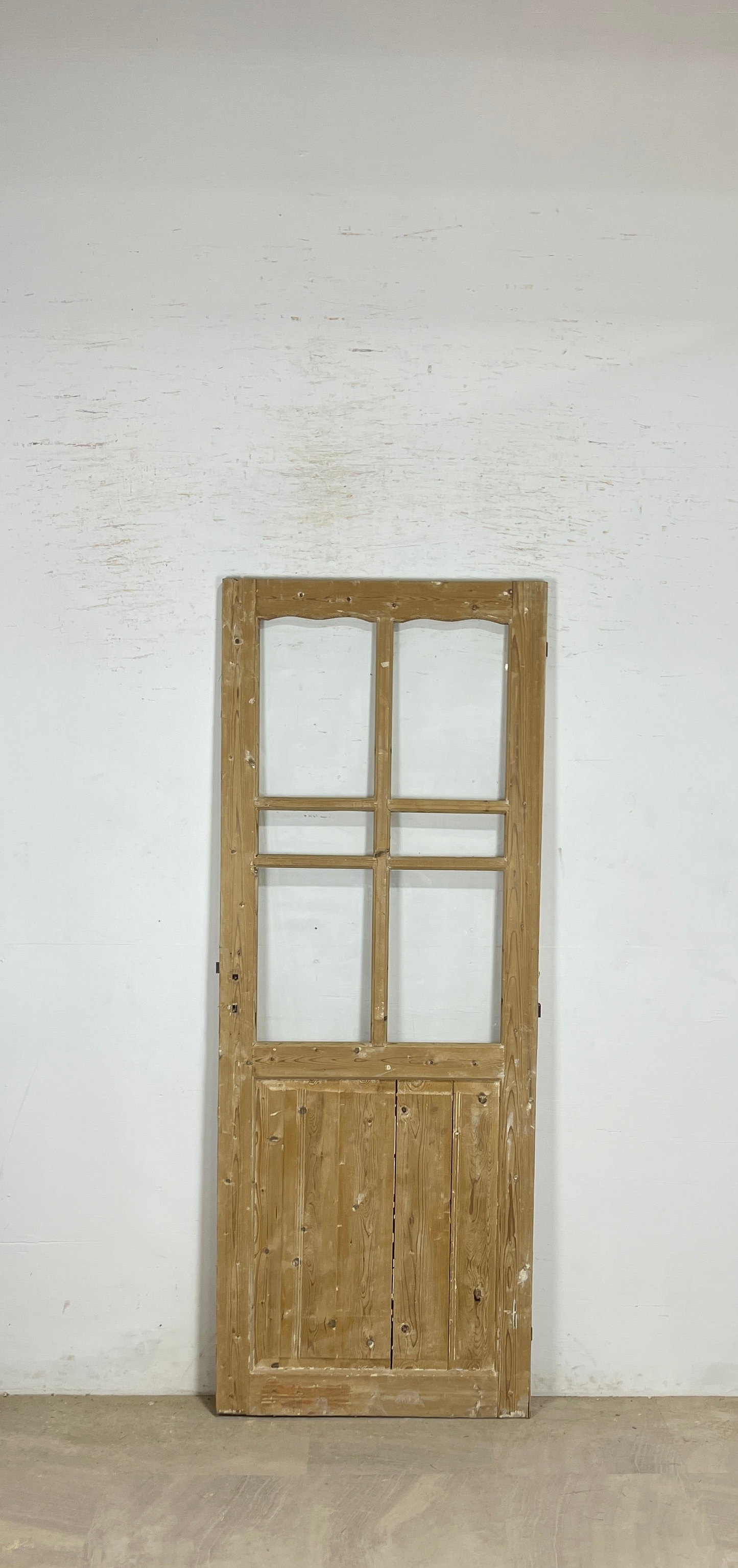 Antique French panel single door with glass (84.5x32.5) P202
