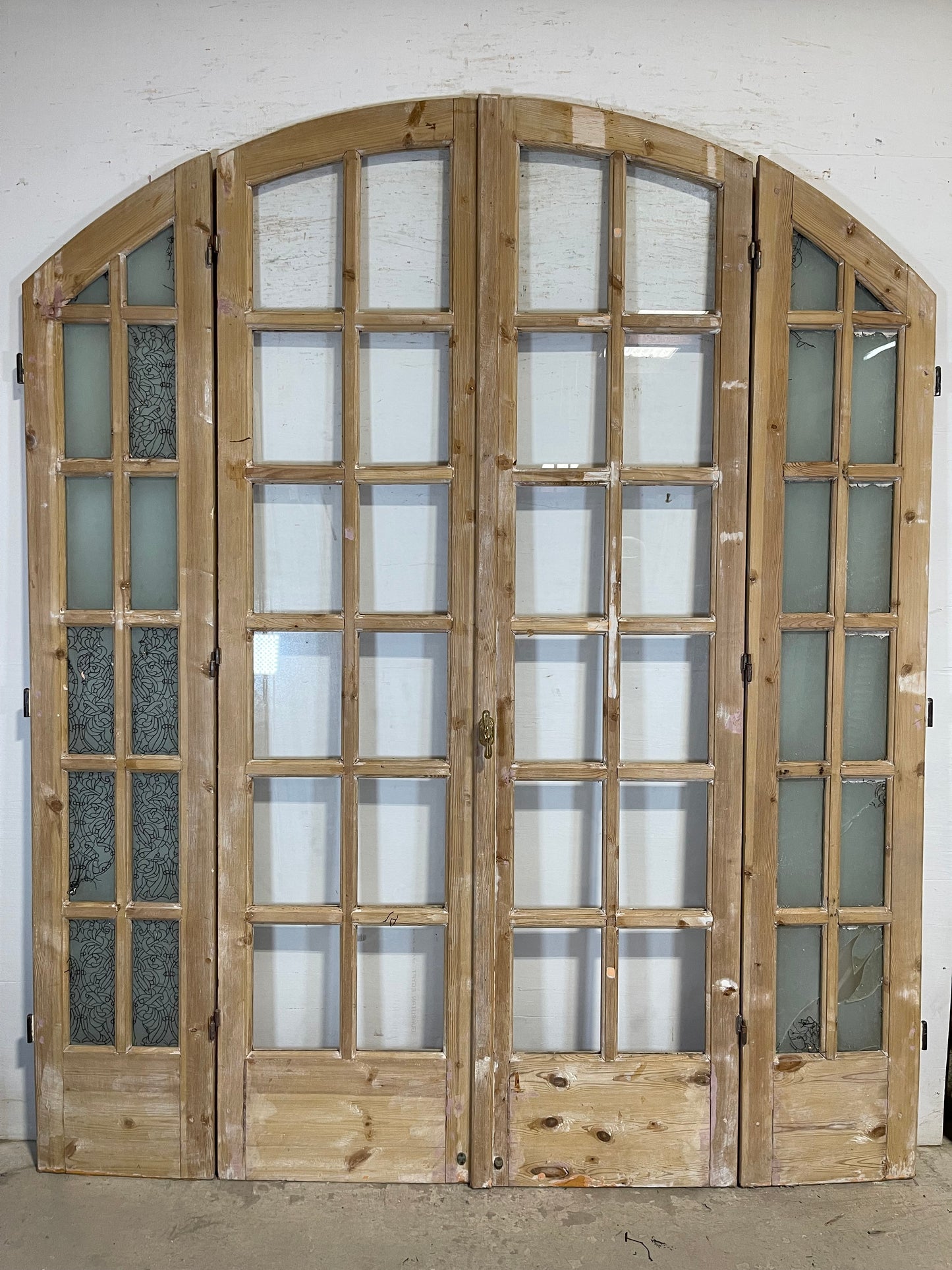 Copy of Antique French Panel Doors with Glass Arched (100.x83.75) L106