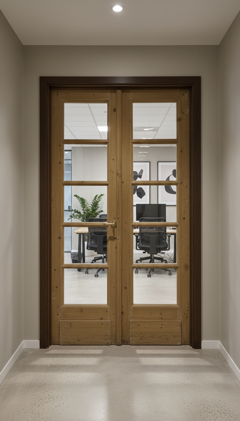 Antique French panel doors with Glass (84.5x44.25) P146