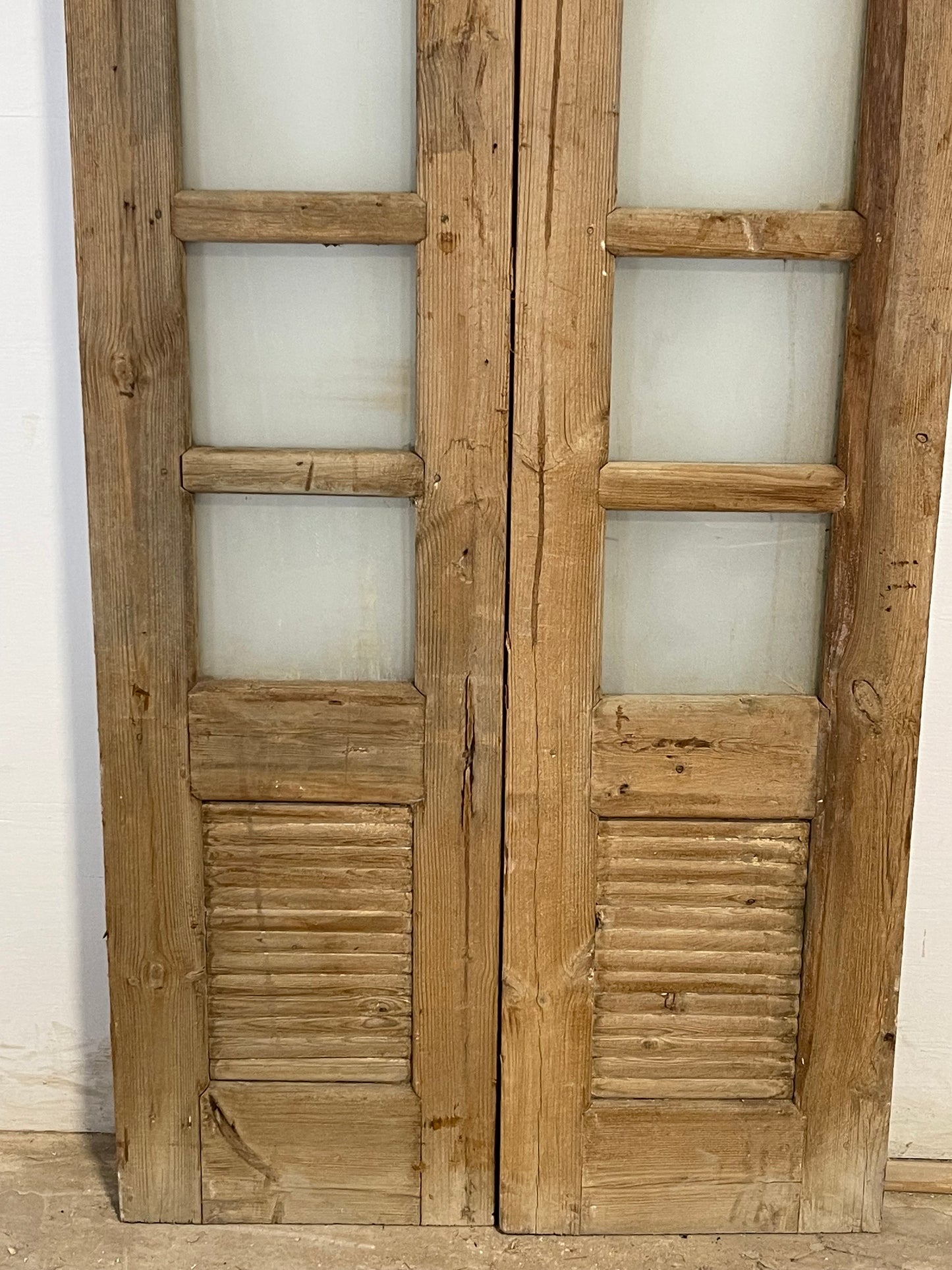 Antique French panel doors with glass (92.25x34.5) L183