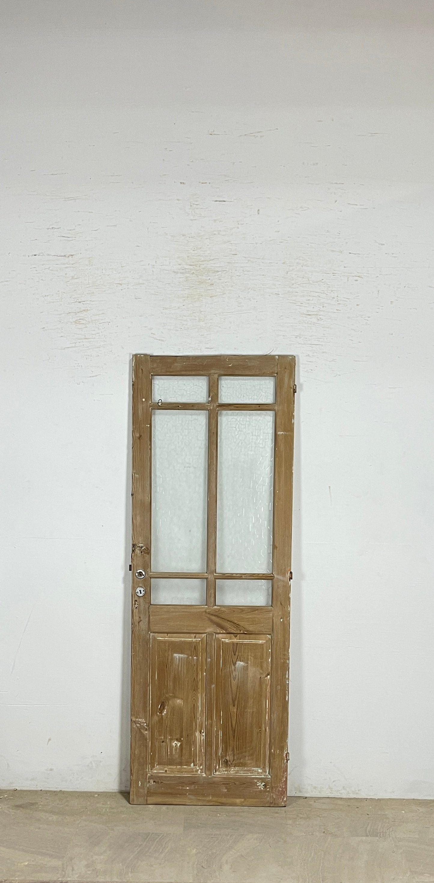 Antique French panel single door with glass (81x28.5) P195