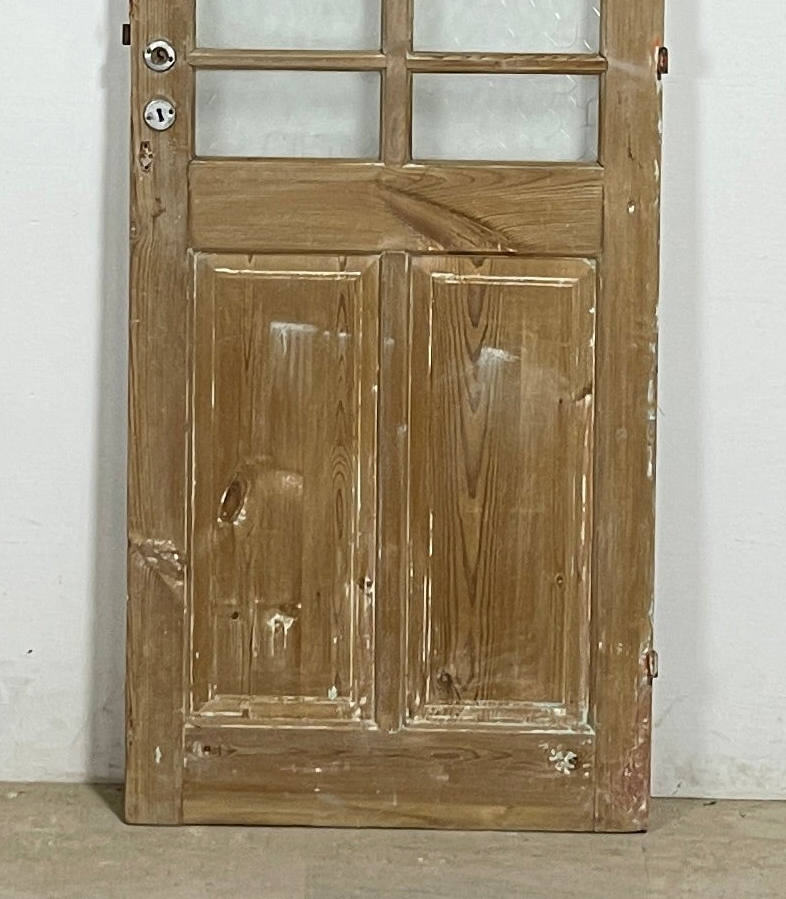 Antique French panel single door with glass (81x28.5) P195