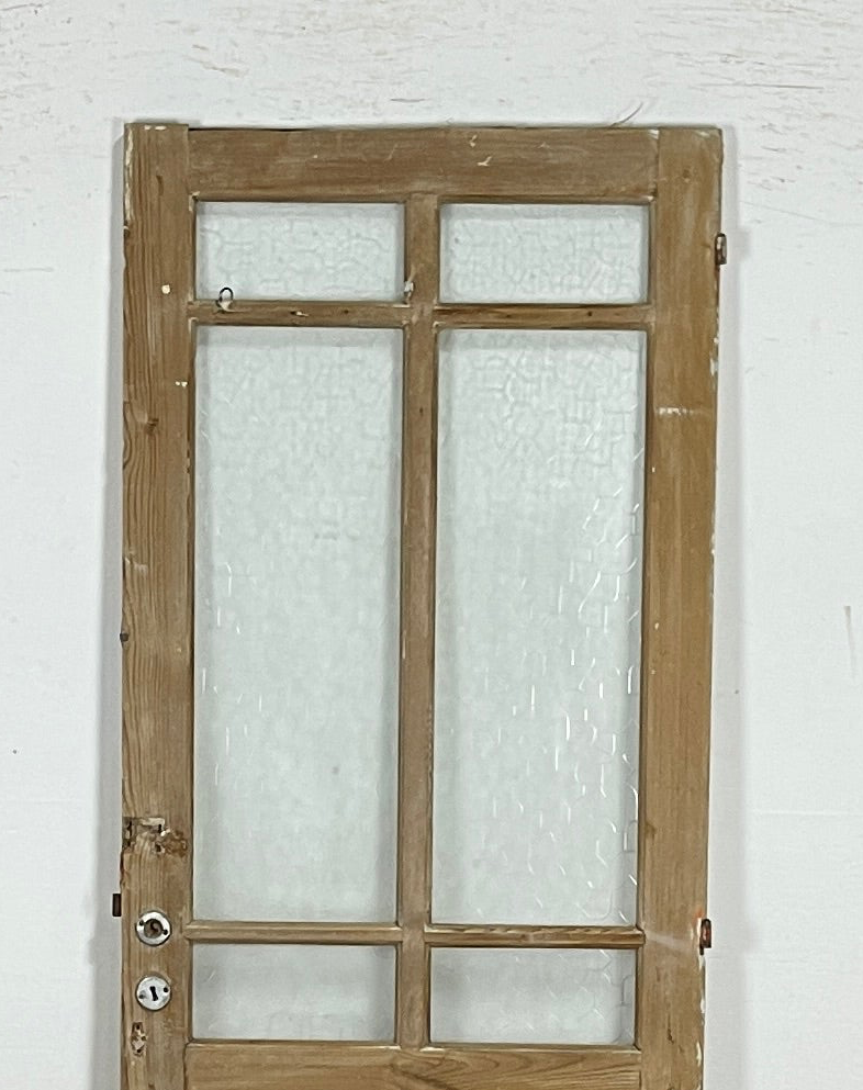 Antique French panel single door with glass (81x28.5) P195