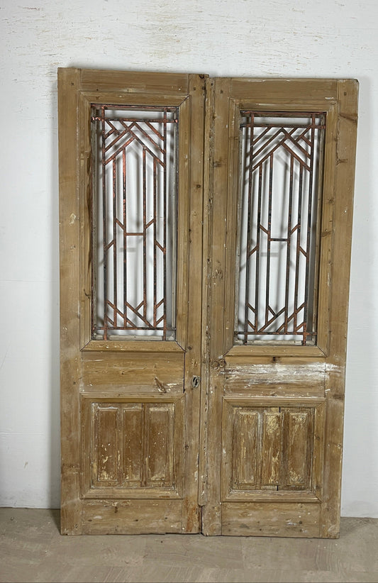 Antique French panel doors with Metal (87 x 54) P62