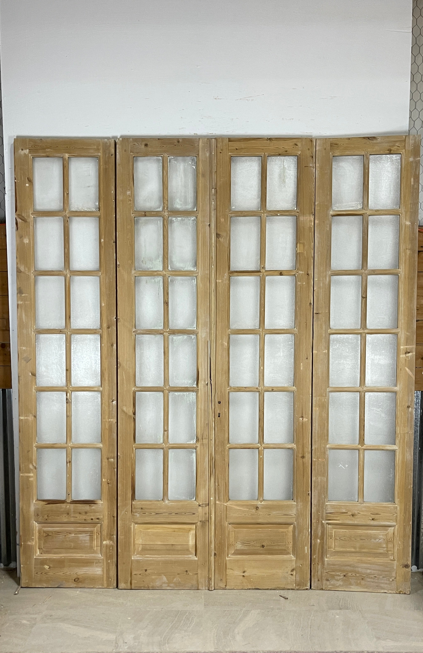 Antique French panel doors with Glass - 4 Piece set (108x94) P175