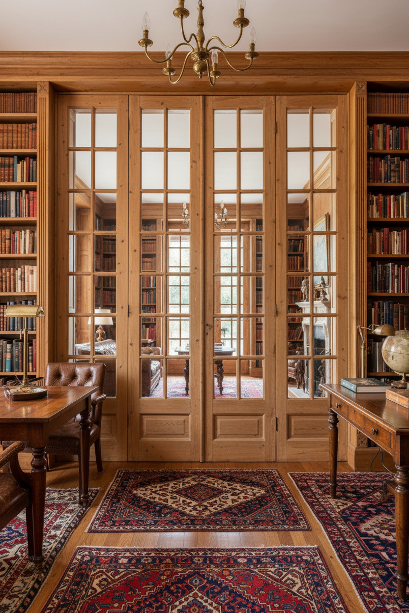 Antique French panel doors with Glass - 4 Piece set (108x94) P175