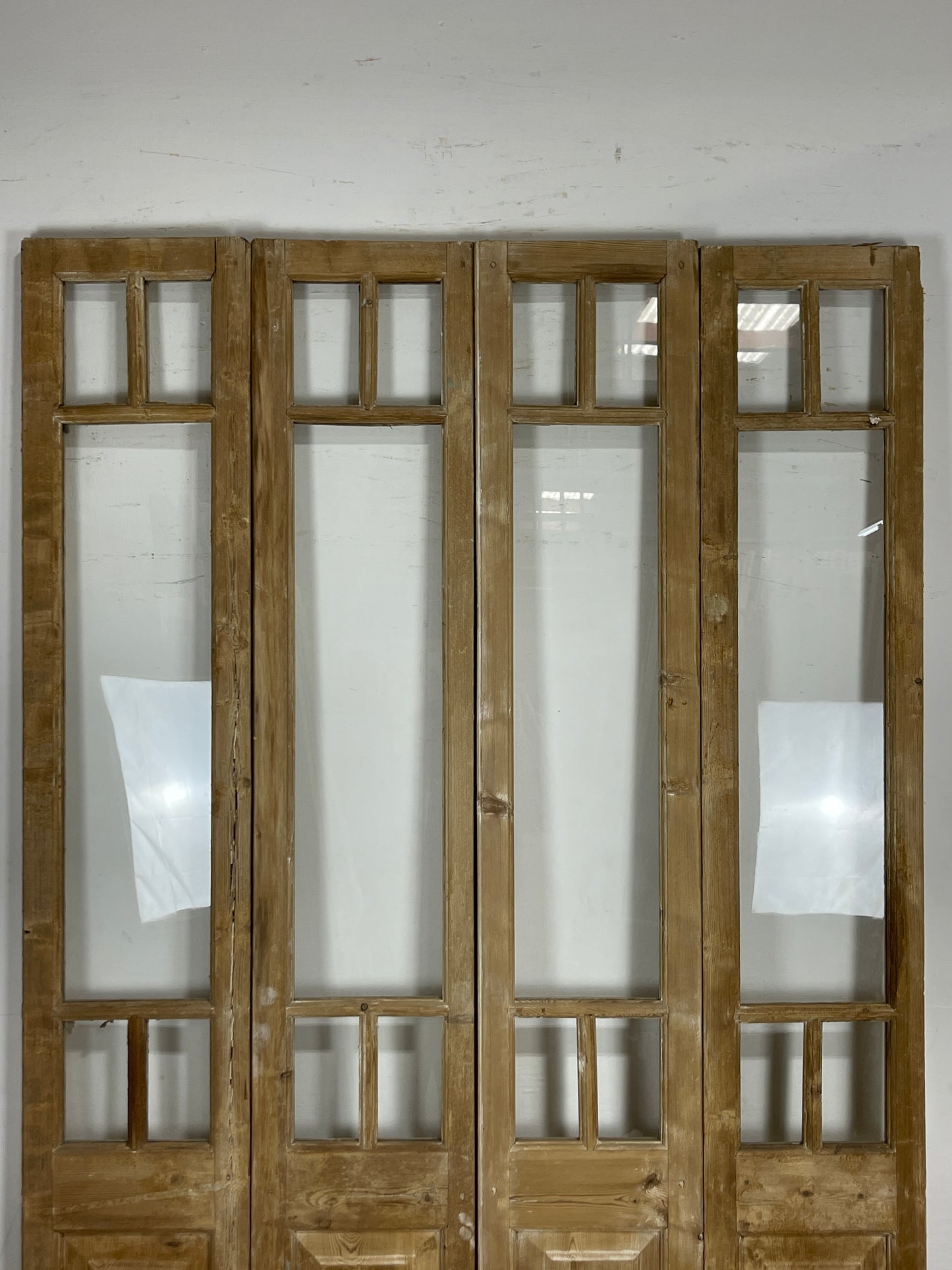 Antique French panel doors with Glass (98.5 x 58)  O59 4 piece set