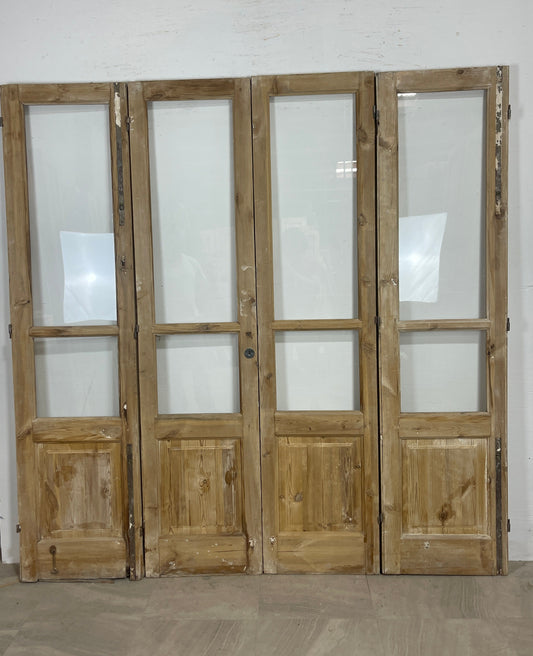 Antique French panel doors with Glass (84.5 X 82.5)  O110