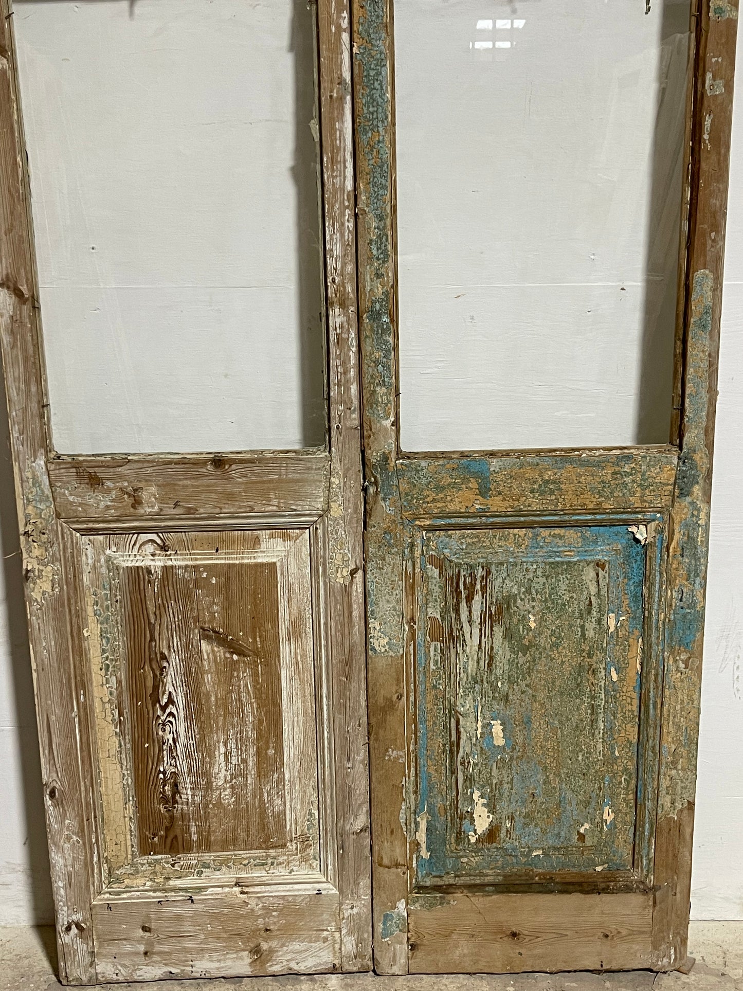 Antique French Panel Doors with glass  (100.25x44)  K303