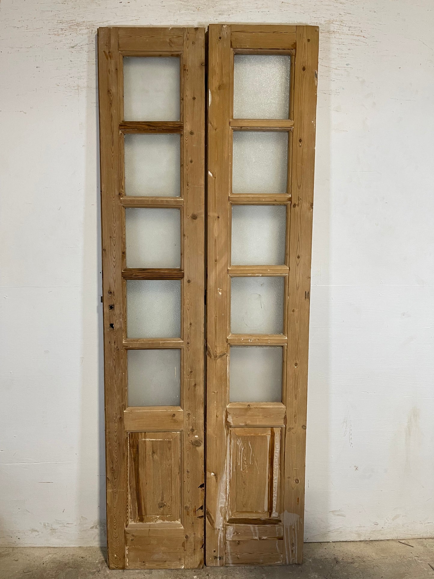 Antique French panel doors with glass (89x33.75) L113