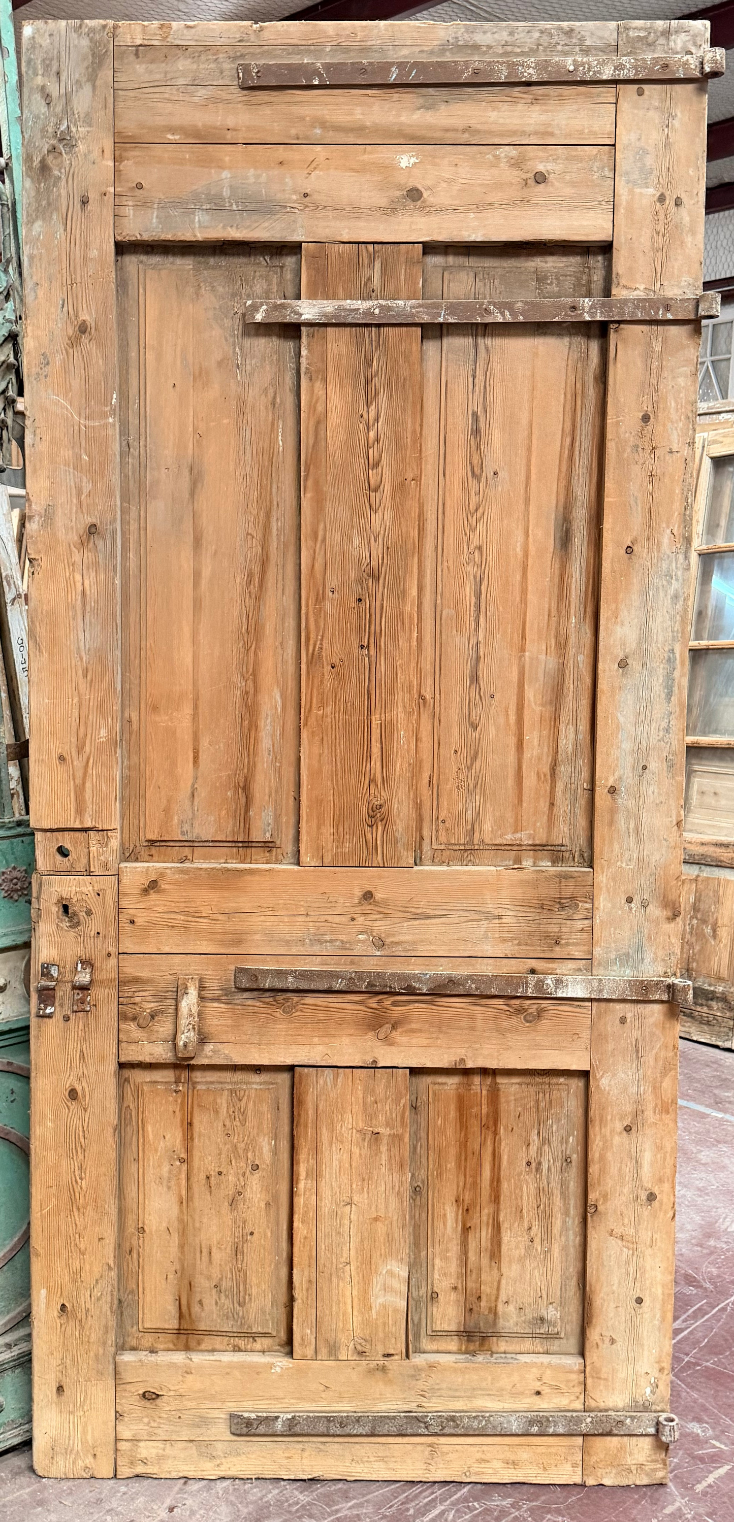 Antique French panel door with carvings (105x47) P133