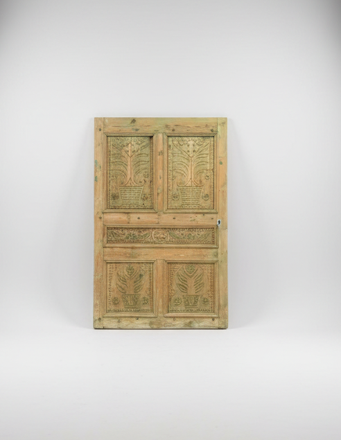 Antique French panel door with carvings (101x63) P132