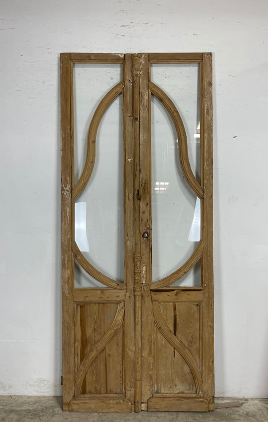 Antique  French Panel Doors with Carving  (97.5 x 42) M051 needs new glass