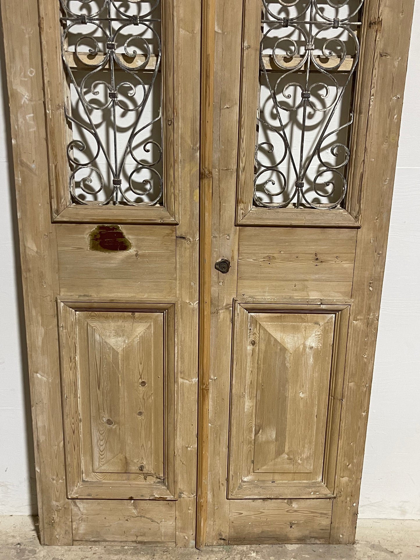 Antique French Panel Doors with Metal (86.5x41.25) K102