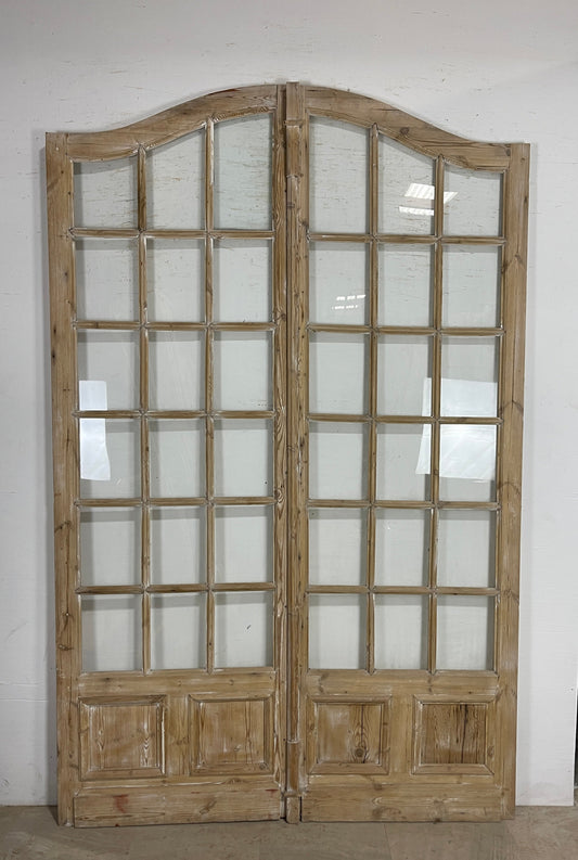 Antique French panel arched doors with Glass ( 104x 67) P42
