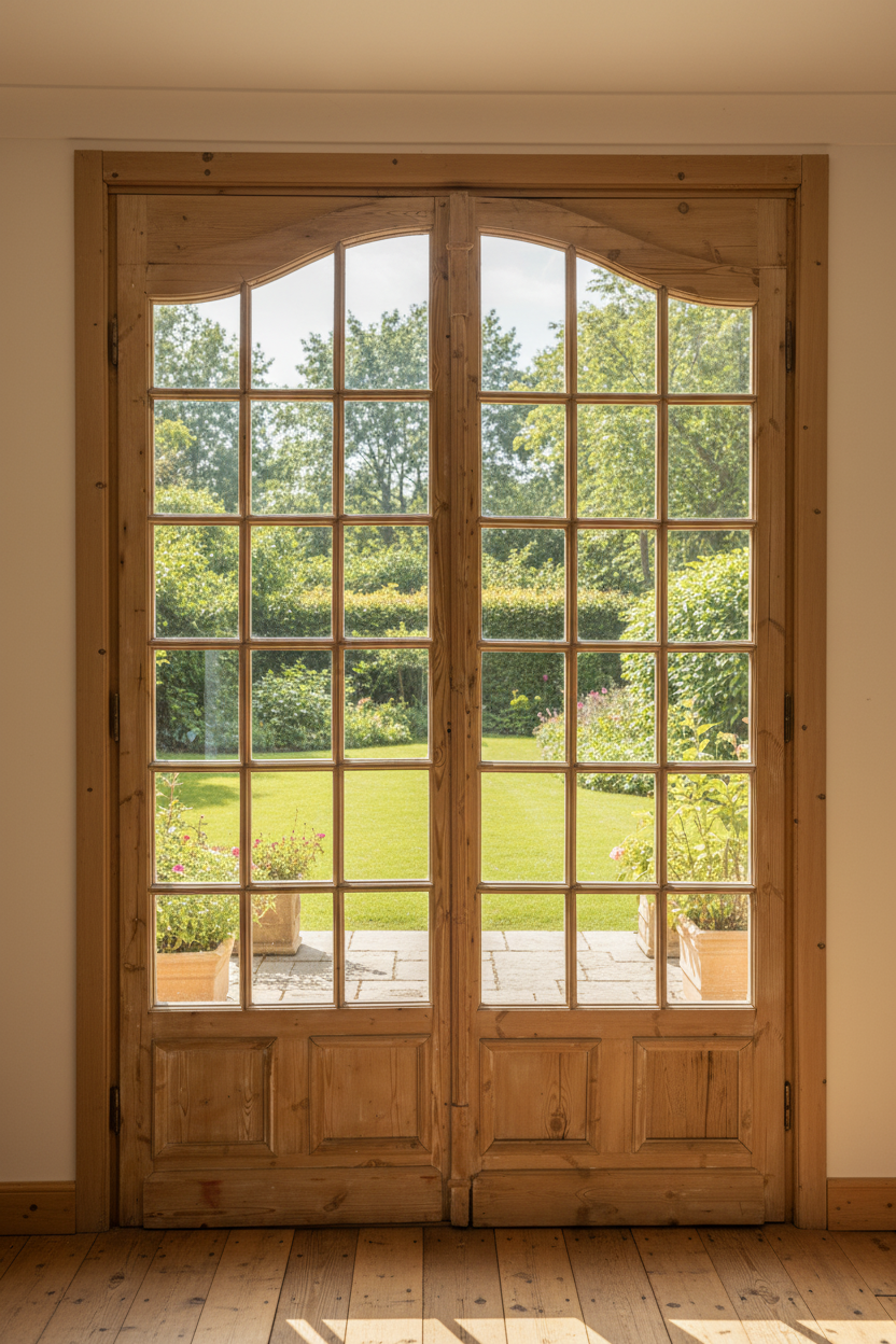 Antique French panel arched doors with Glass ( 104x 67) P42