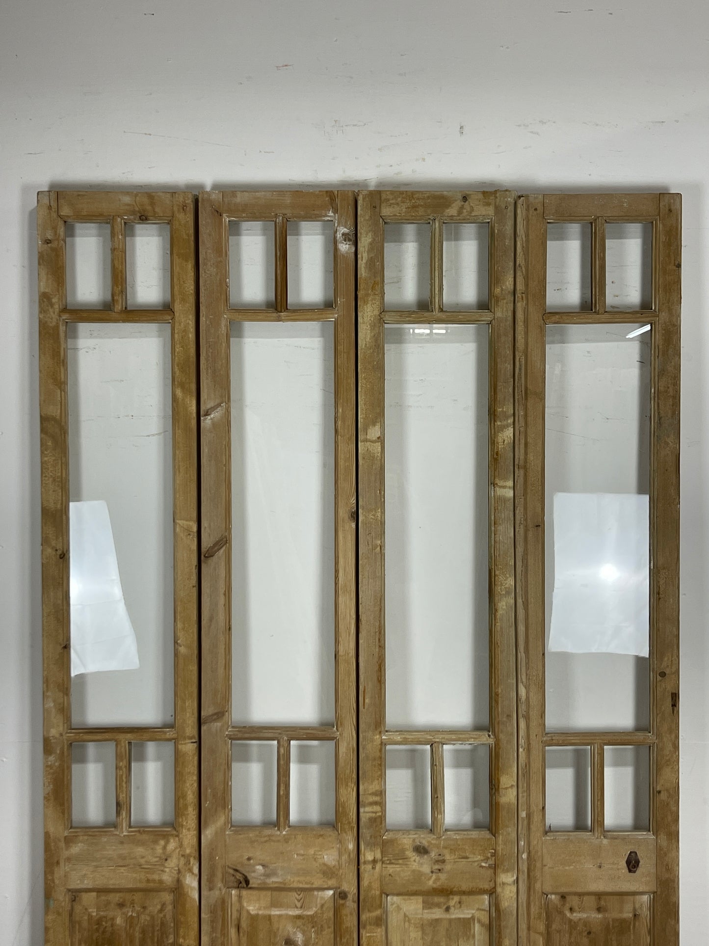Antique French panel doors with Glass (98.5 x 58) O58   4 piece set