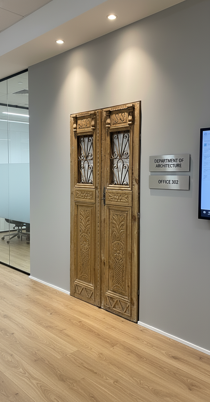 Antique French panel doors with Metal (100x47) P119