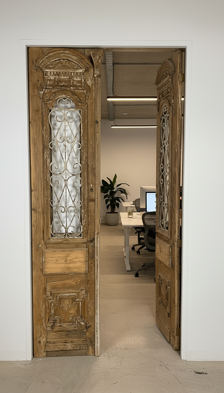 Antique French panel doors with Metal (95x41) P96