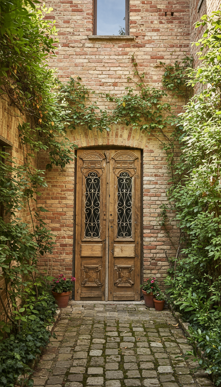 Antique French panel doors with Metal (95x41) P96
