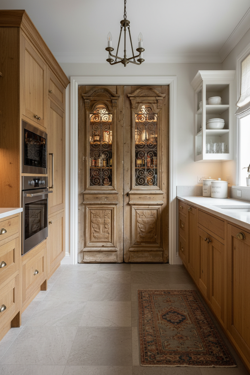 Antique French panel doors with Metal (97 x 50.75) O36