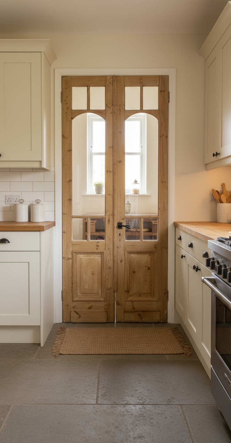 Antique French panel doors with Glass (105x44) P142