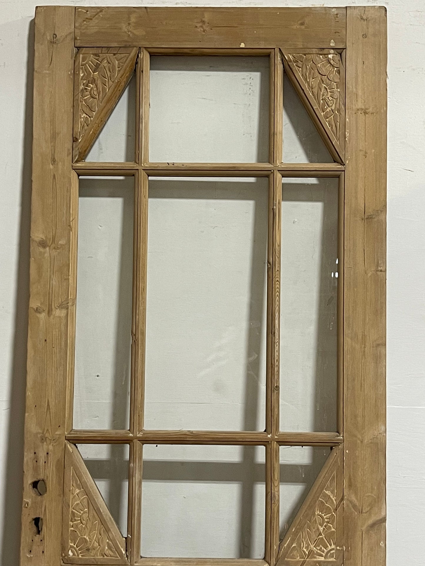 Antique French Panel Door with Glass (84x32) J899