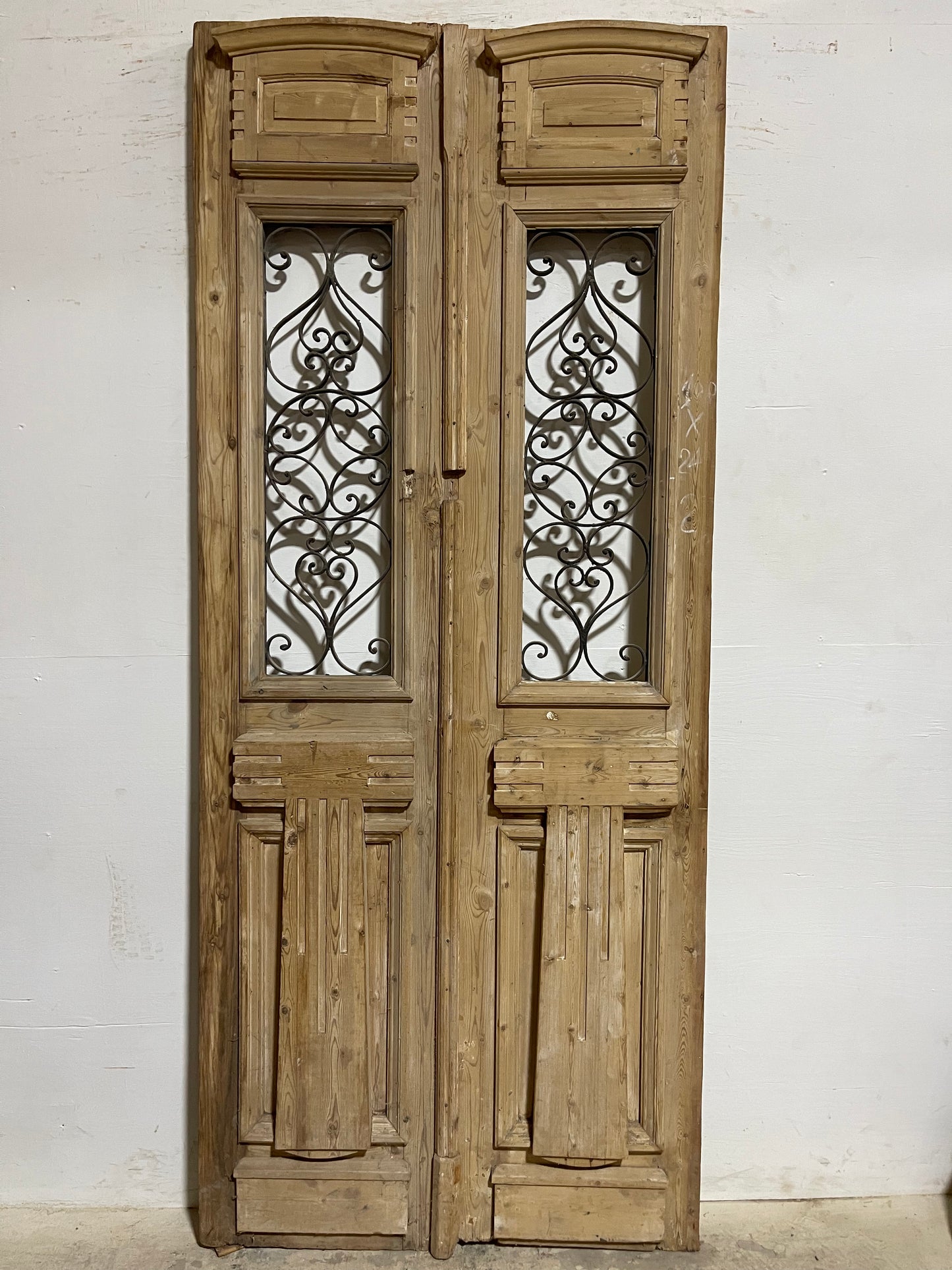Antique French Panel Doors with Metal (94.75x40) K108
