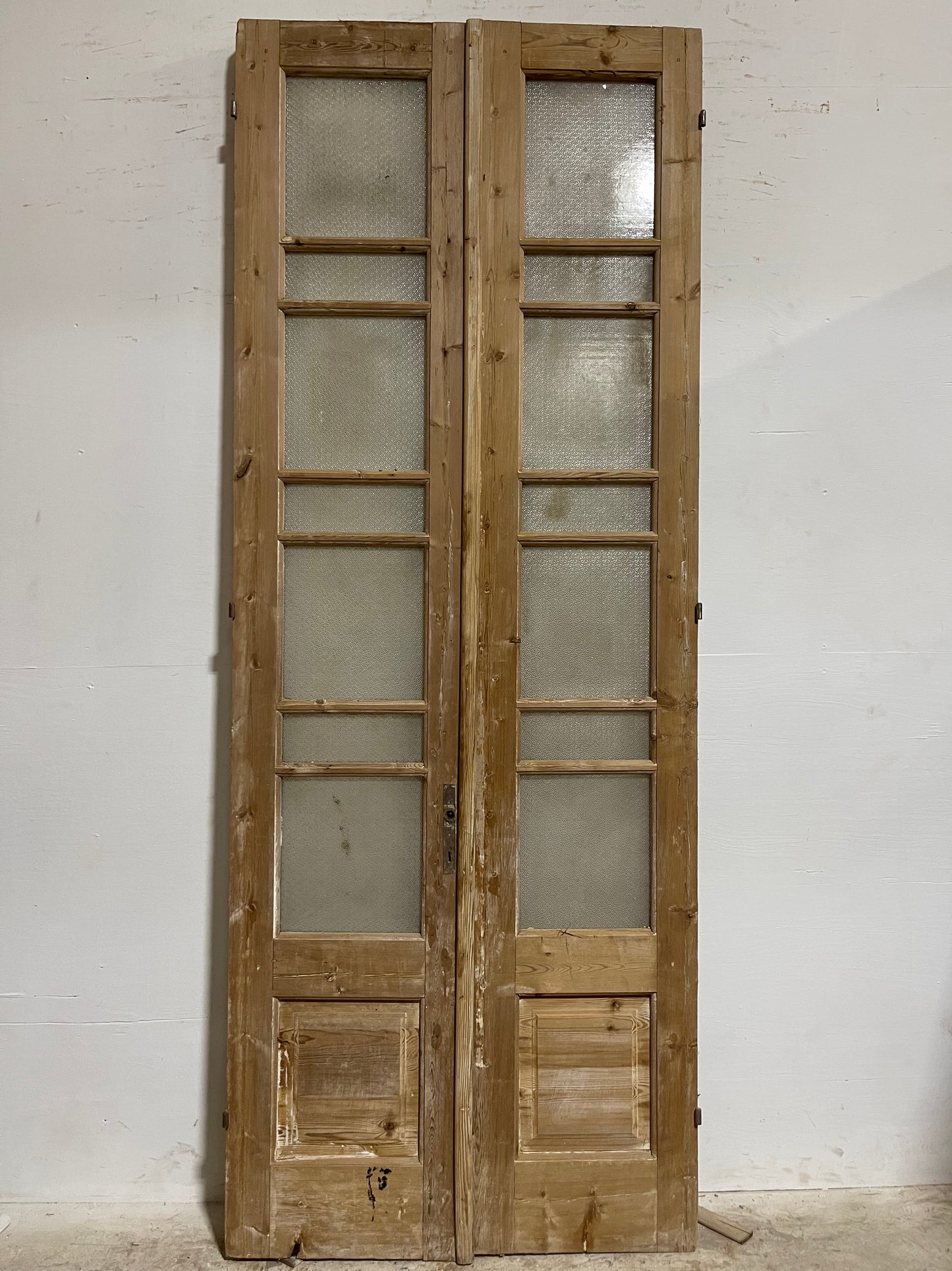 Antique French Panel Doors withg Glass (101.25x39.25) J324A