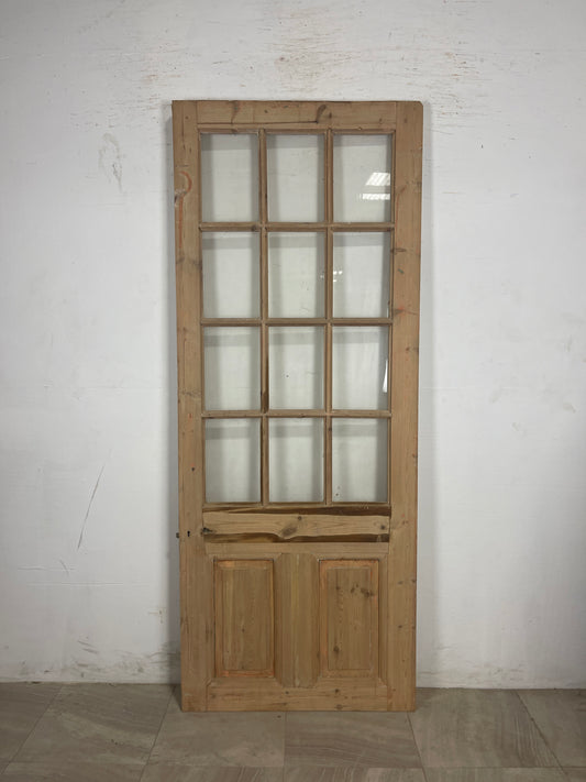 Antique French Panel Door with Glass (88.5 x 35) N219