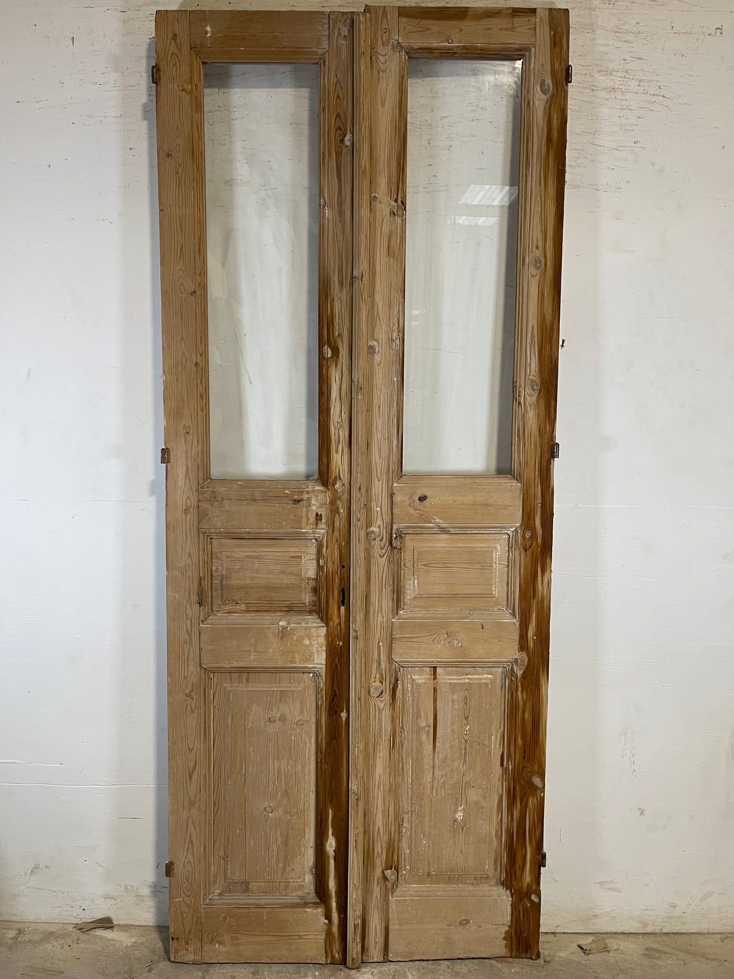 Antique French panel doors with glass (94.25x38.5) L142
