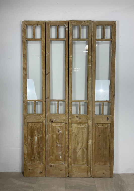 Antique French panel doors with Glass (98.5 x 58) O58   4 piece set