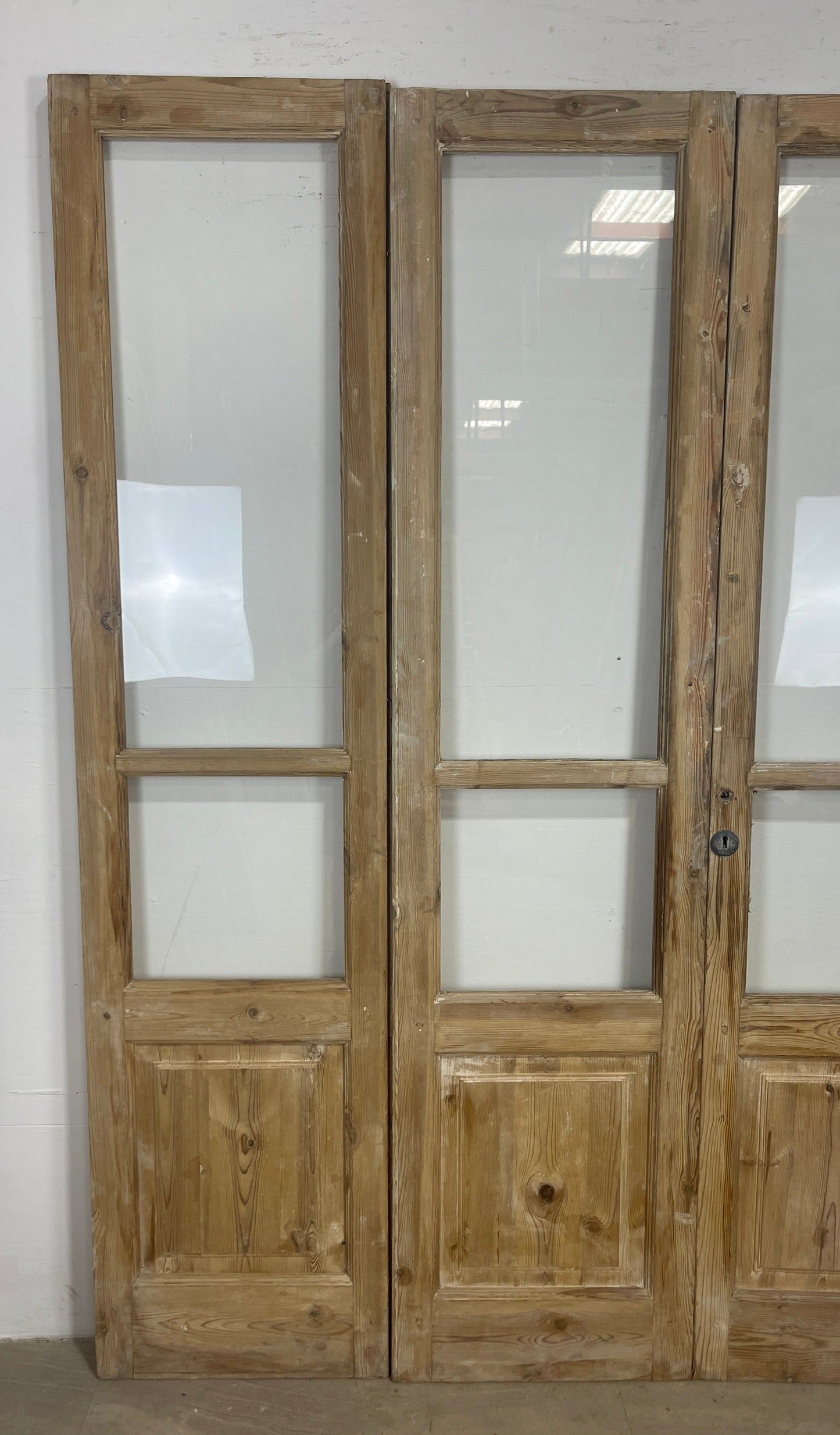 Antique French panel doors with Glass (84.5 x82)  4 Piece set O104