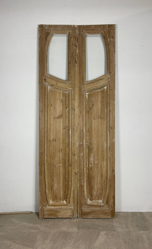 Antique French panel door with Glass  (100.5 x 40)  O12