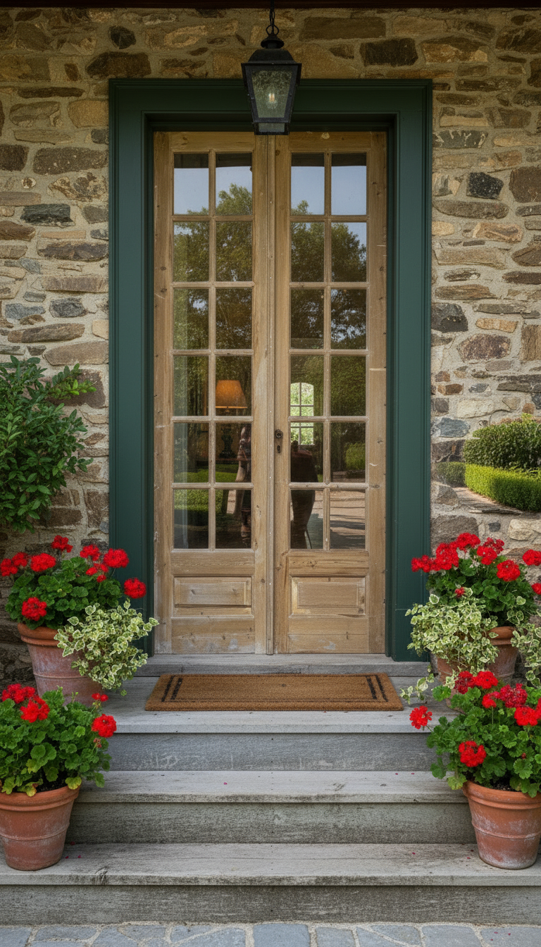 Antique French panel doors with Glass (108x47) P173