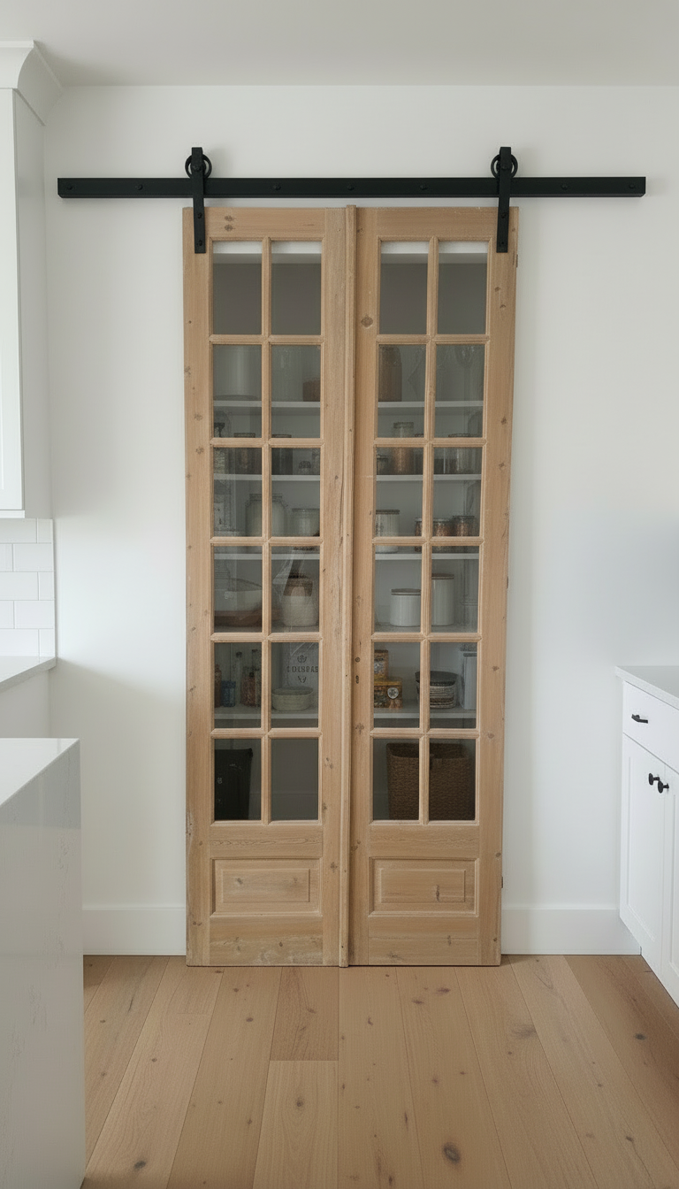Antique French panel doors with Glass (108x47) P173