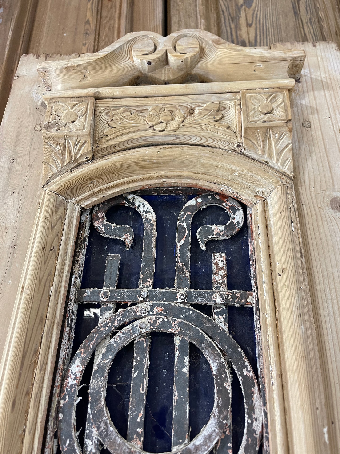 Antique French panel doors with Metal (89x40) P79