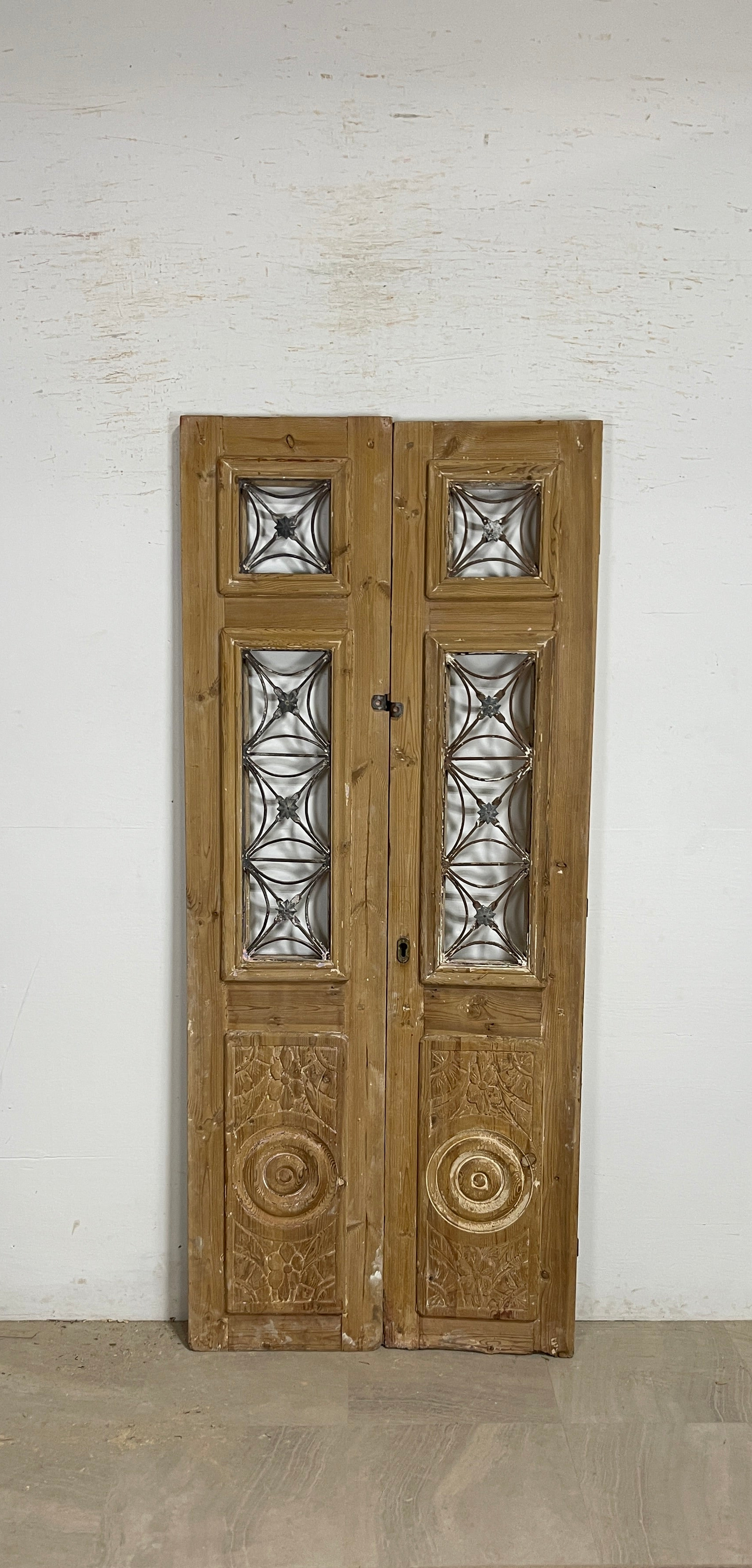 Antique French panel doors with Metal (82x35.5)P99