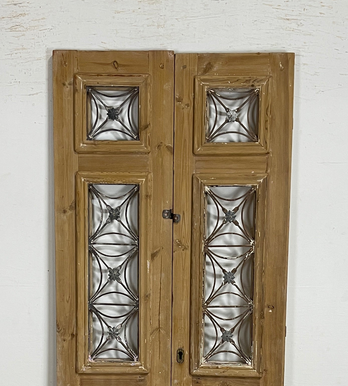 Antique French panel doors with Metal (82x35.5)P99