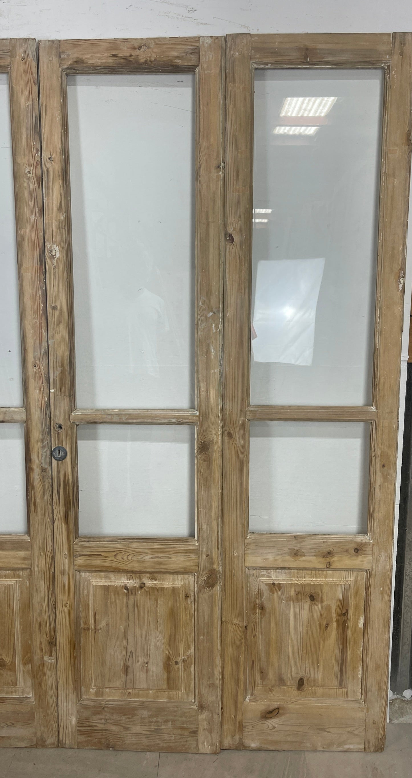Antique French panel doors with Glass (84.5 x82)  4 Piece set O104