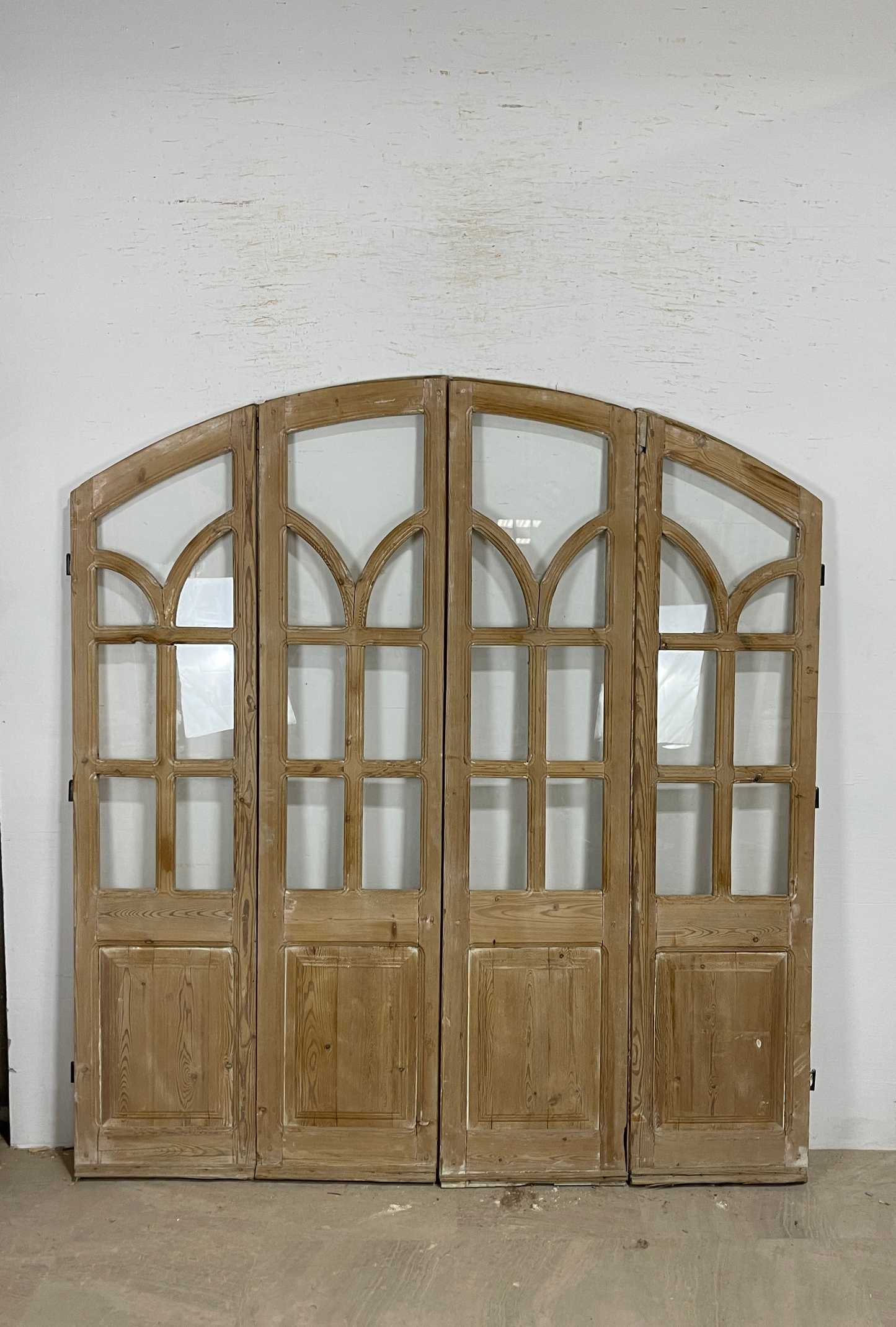 Antique French panel arched  doors with Glass (81x75.5) P107