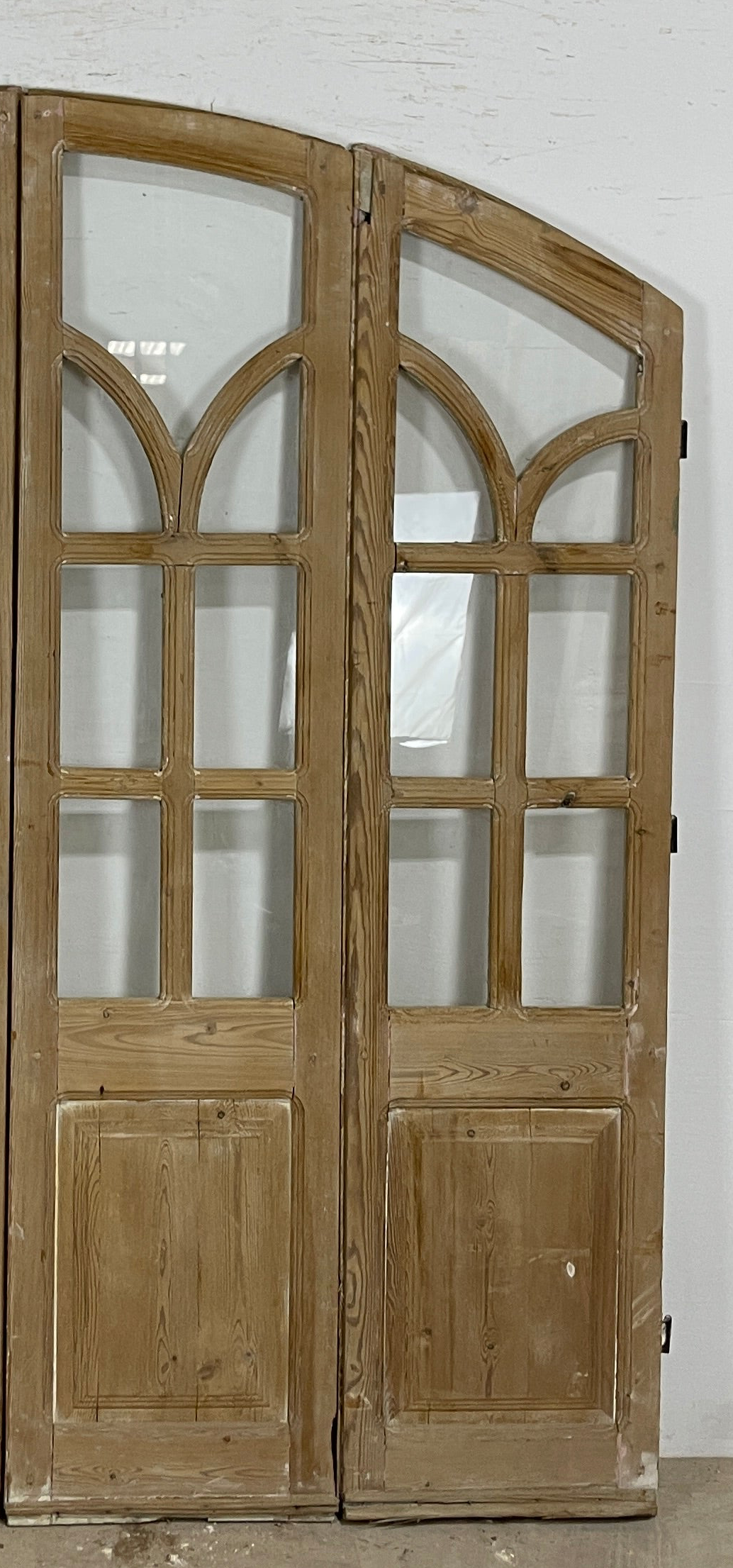 Antique French panel arched  doors with Glass (81x75.5) P107