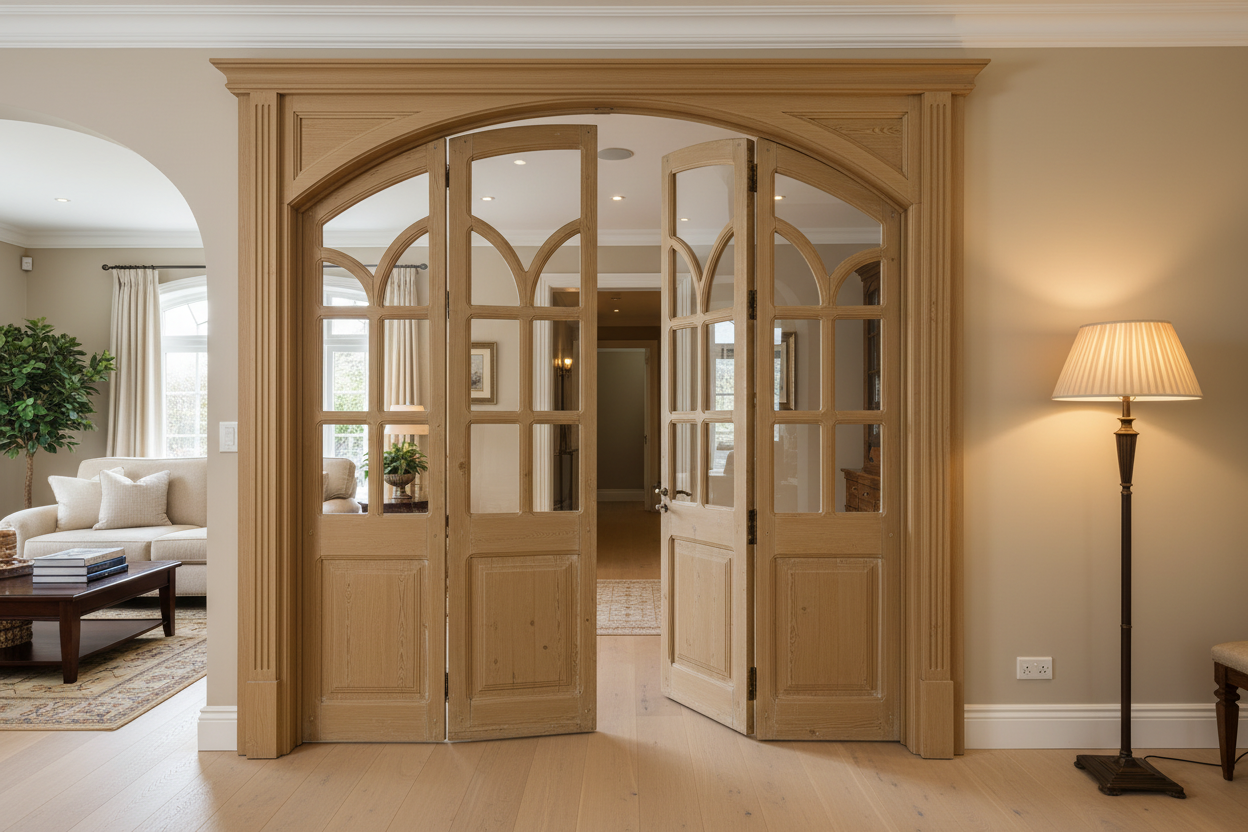 Antique French panel arched  doors with Glass (81x75.5) P107