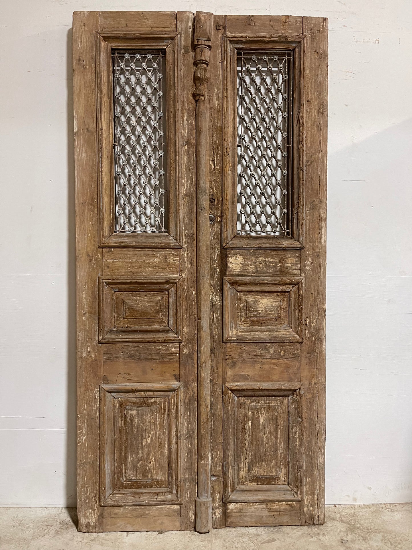 Antique French Panel Door with Metal (96.25x47.5) J118